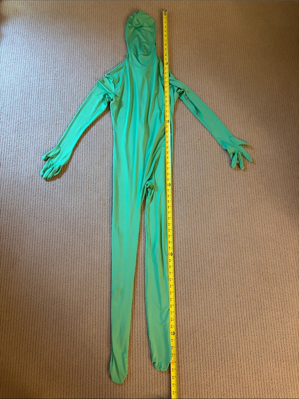 Kids Green Full-Body Stretch Costume with Hood